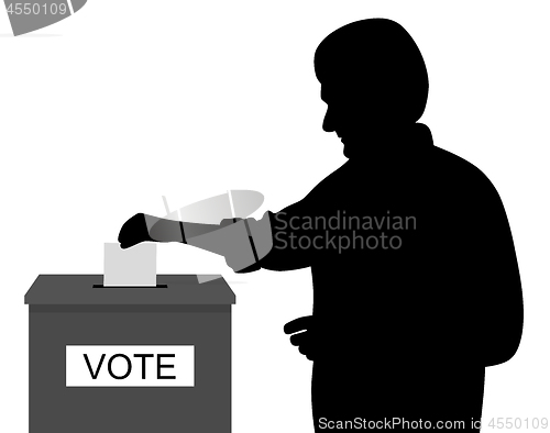 Image of Man voter putting ballot voting paper in ballot box