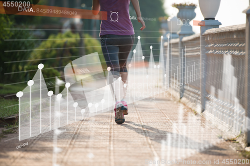 Image of Fitness woman training and jogging in summer park