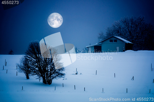 Image of Full Moon Winter Scenery