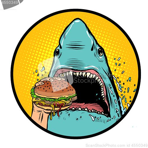 Image of Hungry shark eat the Burger