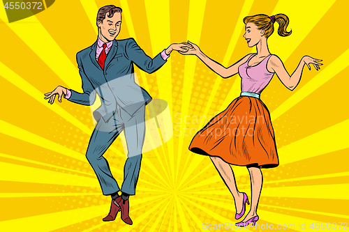 Image of retro dancers couple man and woman