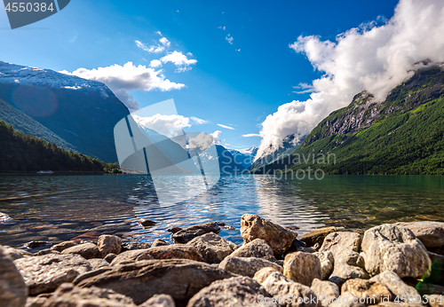 Image of lovatnet lake Beautiful Nature Norway.