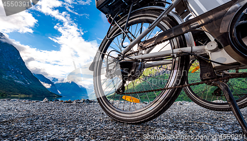 Image of Electric bicycle on the background of nature Norway