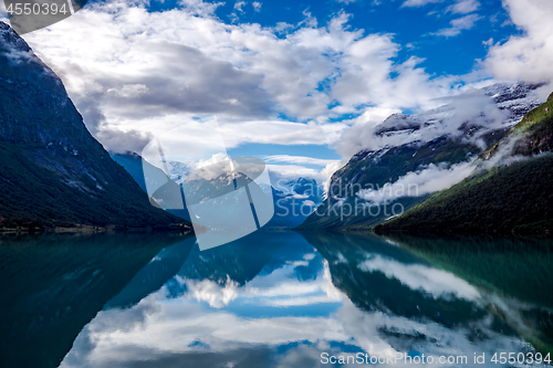 Image of lovatnet lake Beautiful Nature Norway.