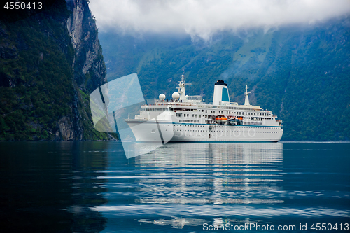 Image of Cruise Liners On Geiranger fjord, Norway