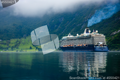 Image of Cruise Liners On Geiranger fjord, Norway