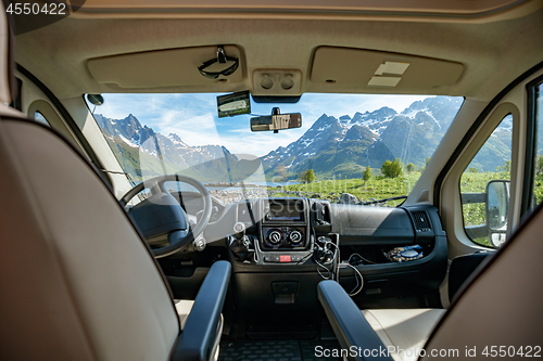 Image of View from the window of the motorhome RV Caravan on the beautifu