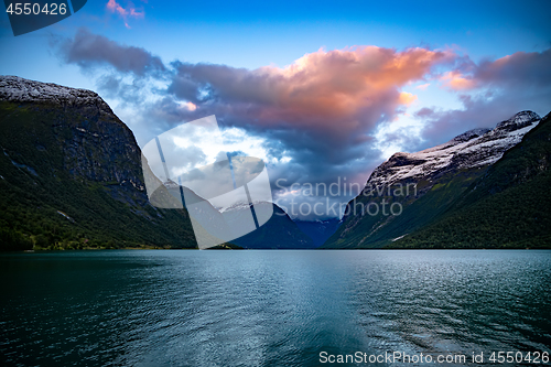 Image of lovatnet lake Beautiful Nature Norway.