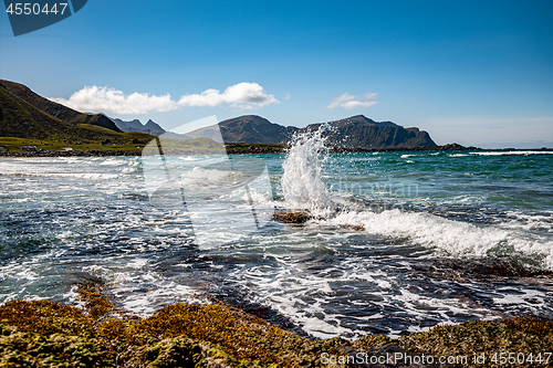 Image of Lofoten archipelago islands beach