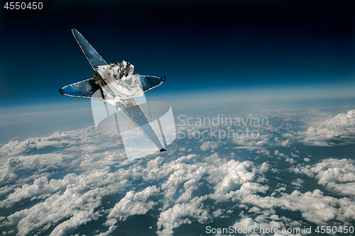 Image of Space satellite over the planet earth