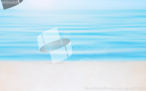 Image of Abstract Blurred Seascape Background Of Sunny Beach With Aquamar