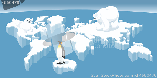 Image of Melting Ice Map Of World