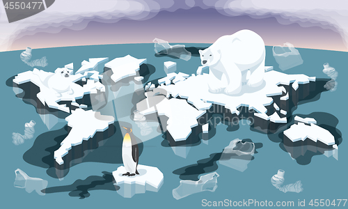 Image of Melting Ice Map Of World