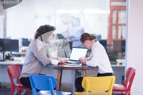 Image of startup Business team Working With laptop in creative office