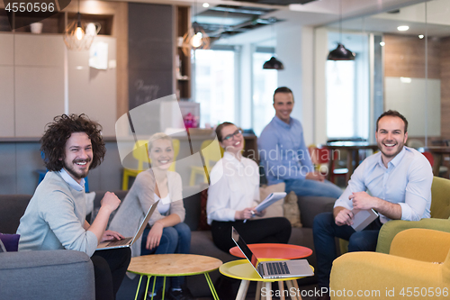 Image of Startup Business Team At A Meeting at modern office building