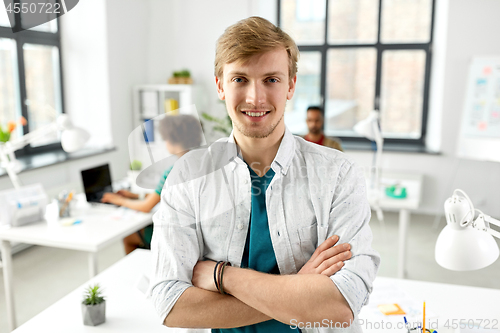 Image of man with crossed hands at office