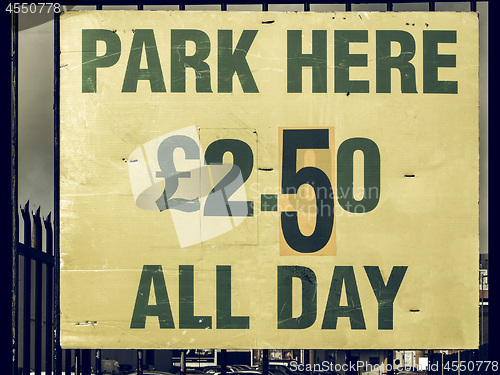 Image of Vintage looking Parking sign