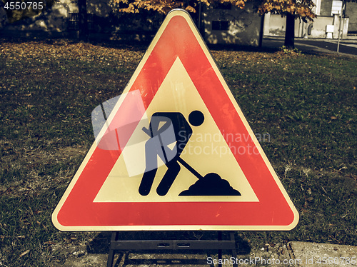 Image of Vintage looking Road work sign