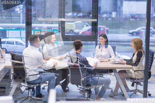 Image of Startup Business Team At A Meeting at modern office building