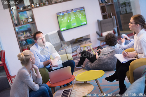 Image of Startup Business Team At A Meeting at modern office building