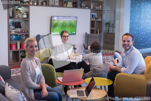 Image of Startup Business Team At A Meeting at modern office building