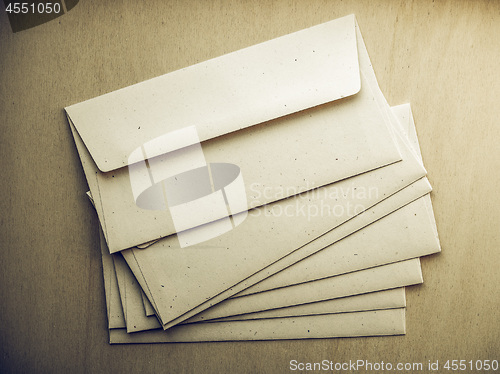 Image of Vintage looking Letter envelope on wood table