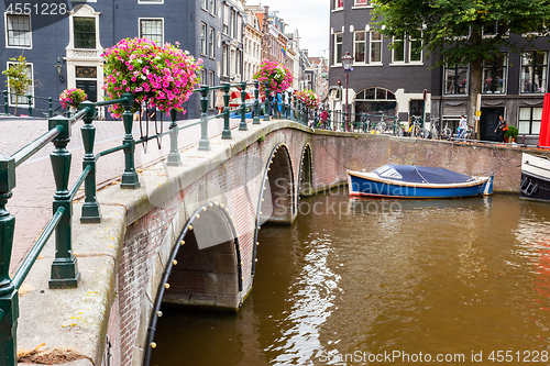 Image of boat in the canals of Amsterdam