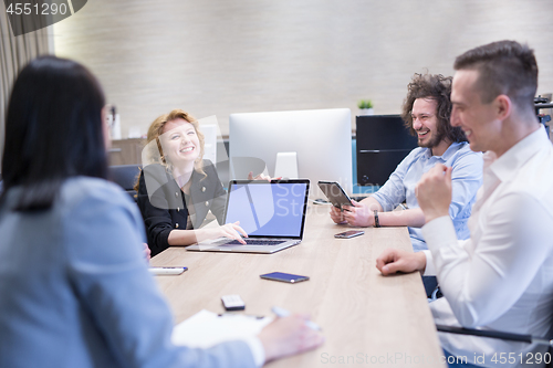 Image of Startup Business Team At A Meeting at modern office building