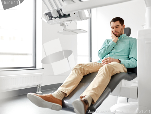 Image of patient suffering from toothache at dental clinic