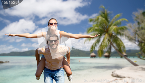 Image of happy couple having fun in summer