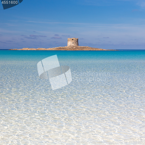 Image of Pelosa beach, Sardinia, Italy.