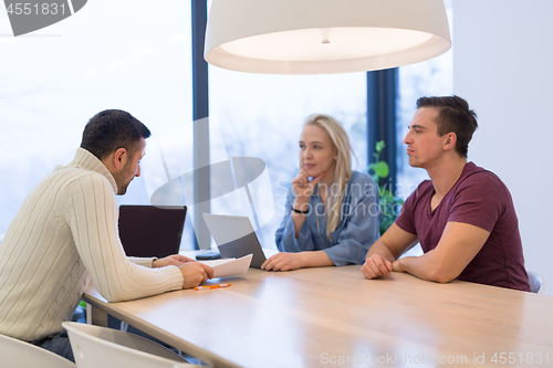 Image of Startup Business Team At A Meeting at modern office building