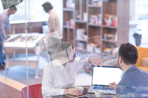 Image of startup Business team Working With laptop in creative office