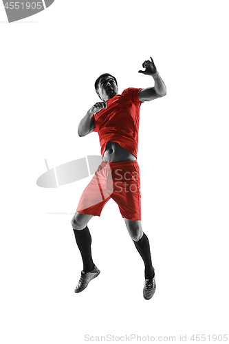 Image of Professional football soccer player isolated on white background