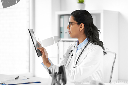 Image of female doctor with tablet computer at hospital