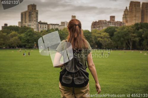 Image of Beautiful woman on the Central Park