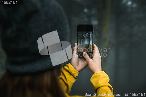 Image of Taking a picture to a forest