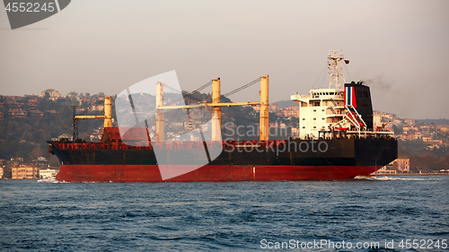 Image of A cargo ship in the Bosphorus, Istanbul, Turkey.