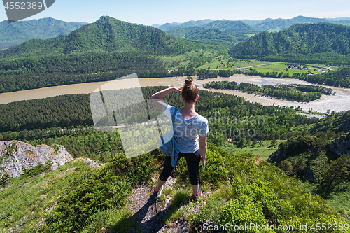 Image of Woman in Altai mountain