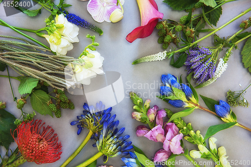 Image of Flowers composition flatlay