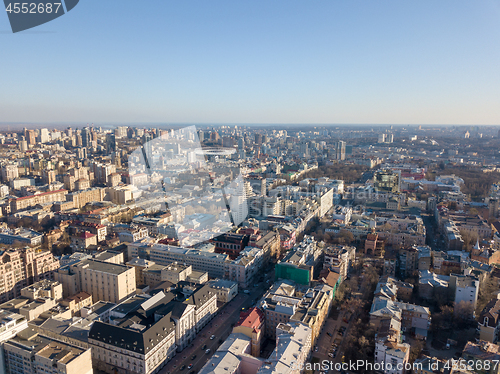 Image of Kiev city center. Old area with Golden Gate. Ukraine. Aerial view
