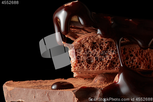 Image of Heap of broken pieces chocolate