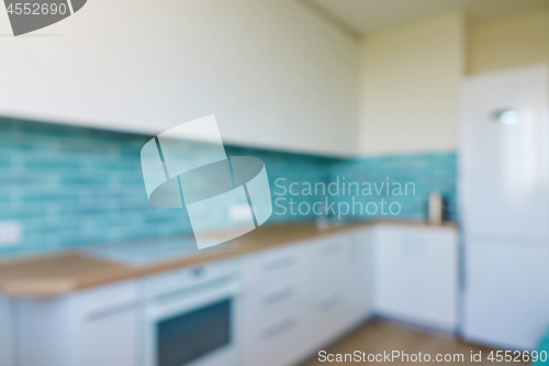 Image of Blurred interior background kitchen in house