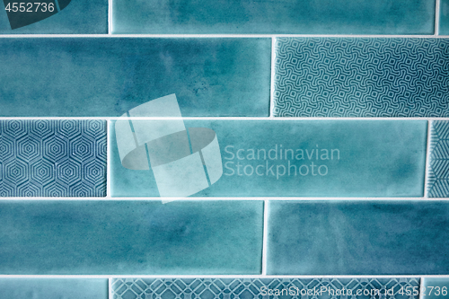 Image of Background and texture blue rectangular tiles