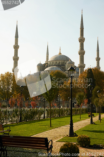Image of view of the park and blue mosque