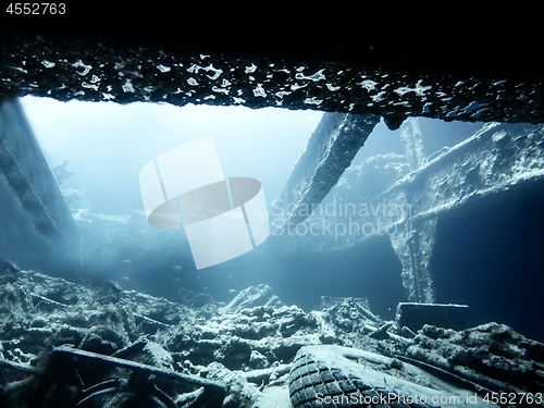 Image of Ship wreck interior in the ocean