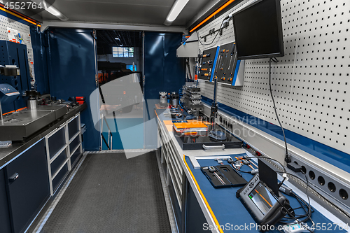 Image of Mobile industrial workshop set up inside of truck