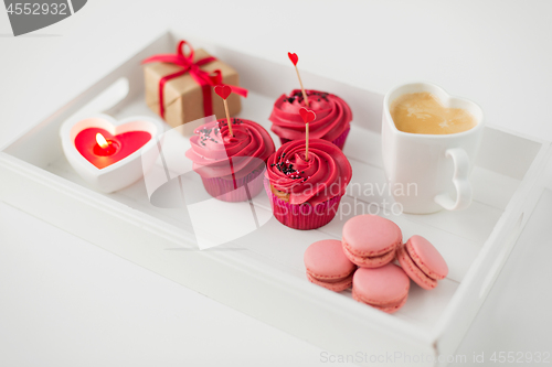 Image of close up of red sweets for valentines day