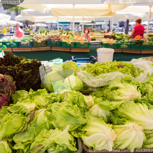 Image of Vegetable market stall.