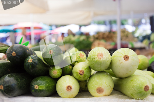 Image of Vegetable market stall.